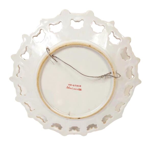 VTG Norcrest Hand Painted Ceramic Decorative Cut Out Plate Apple Wall Art Japan - Picture 4 of 6